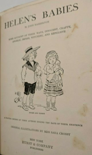 Rare Vintage Book Helen ' s Babies (copyright 1881) John Habberton Illus.  Crosby 3