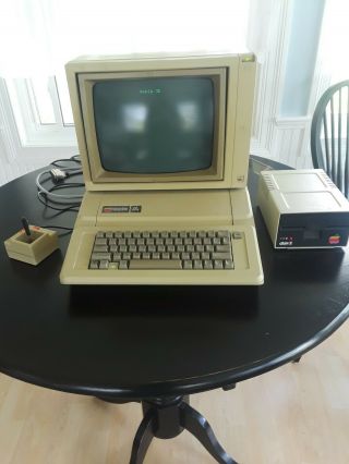 Apple Iie 2e Computer,  Monitor,  Disk Drive And Joystick,  Pro Grabber Card