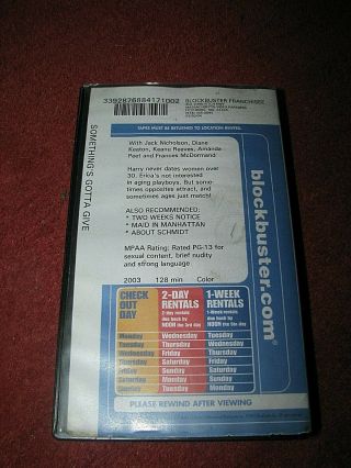 SOMETHING ' S GOTTA GIVE Vintage VHS tape (BLOCKBUSTER VIDEO Case) Jack Nicholson 2