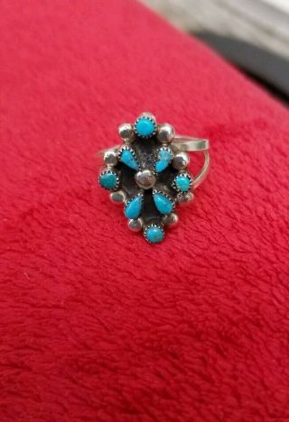 Vtg Navajo Native American Sterling Silver 925 Petit Turquoise Ring Sz 6