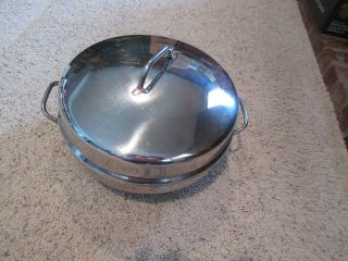Vintage Farberware Electric Stainless Steel Frypan Round With Steamer Euc
