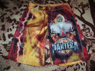 Vintage Pantera Cowboys From Hell Dragonfly Swim Surf Trunks Board Shorts Sz 30