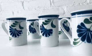 Six Vintage Dansk Coffee Mugs Sage Song Tea Nils Refsgaard Mid Century