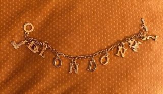 Vintage Gold Tone London England Charm Bracelet Big Ben Bridge Piccadilly Coach