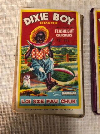 Vintage Dixie Boy Brand (2) Firecracker Packs Flashlight Crackers 1 1/2 