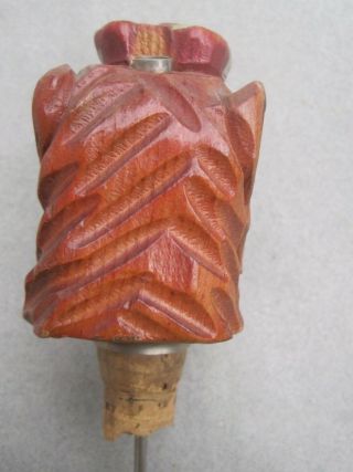 VTG Carter Hoffman Mascot Carved Wood Bottle Stopper Cork Pourer L Lion 3