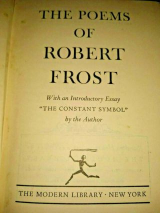 The POEMS OF ROBERT FROST (1946) - Modern Library Edition Green Hardcover Book 4
