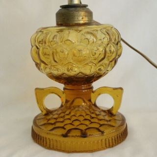 Vintage Amber Glass Coin Dot Type Bedside Oil Lamp Changed To Electric