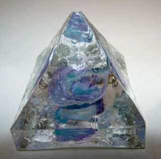 Vintage Alum Bay Glass Isle Of Wight Pyramid Paperweight,  Hand Blown/made,  Art