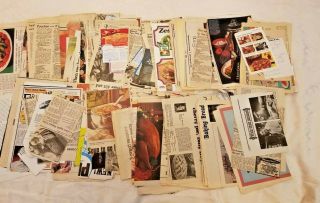 Large Vintage 1970’s Era (granma’s) Recipes Newspapers,  Ephemera Papers