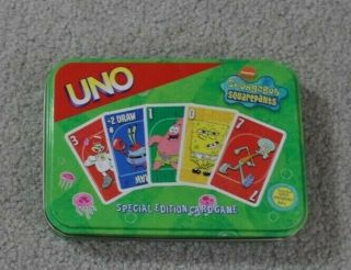 Spongebob Squarepants Uno Special Edition Tin Set Card Game Vintage 2001 Euc