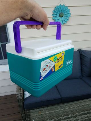 Vintage 1997 Igloo Polar Six Cooler Teal And Purple Holds 6 Cans Hornets