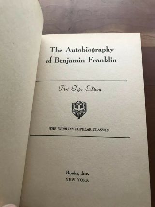 Franklin,  Benjamin THE AUTOBIOGRAPHY OF BENJAMIN FRANKLIN Art Type Edition 5