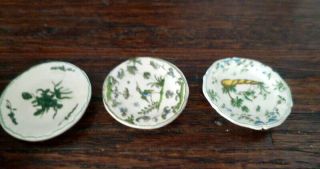 Vintage Artist Made French Display Plates 1:12 Dollhouse Miniature