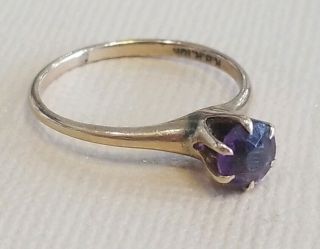 Signed Rbr Vintage Art Deco 10k Solid Yellow Gold Amethyst Ring Size 6.  25,  1.  6g