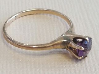 Signed RBR Vintage Art Deco 10K Solid Yellow Gold AMETHYST Ring Size 6.  25,  1.  6g 2