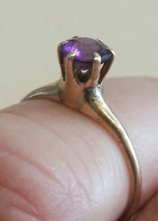 Signed RBR Vintage Art Deco 10K Solid Yellow Gold AMETHYST Ring Size 6.  25,  1.  6g 5