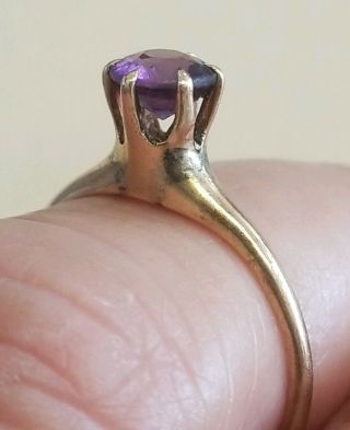 Signed RBR Vintage Art Deco 10K Solid Yellow Gold AMETHYST Ring Size 6.  25,  1.  6g 6
