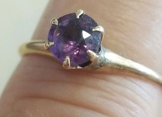 Signed RBR Vintage Art Deco 10K Solid Yellow Gold AMETHYST Ring Size 6.  25,  1.  6g 7