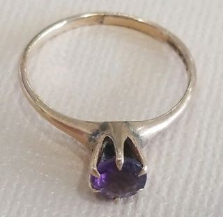 Signed RBR Vintage Art Deco 10K Solid Yellow Gold AMETHYST Ring Size 6.  25,  1.  6g 8