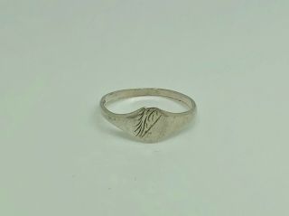 Stylish Vintage Dainty Sterling Silver Blank Unengraved Signet Ring Size P
