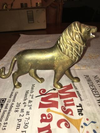 Vintage Brass Lion Figurine Decorative Collectible Statue