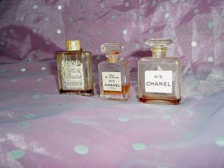 Vtg,  3 " Chanel No 5 Miniature Empty Collectible Bottles Paris Eau De Parfum "
