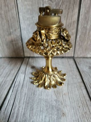100 Vintage Table Top Brass Ornate Rose Lighter