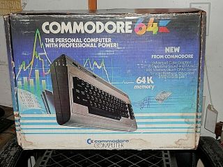Commodore 64 Powers Up W/ Power Supply Cords Manuals & Orig Box P01964804 (1983)