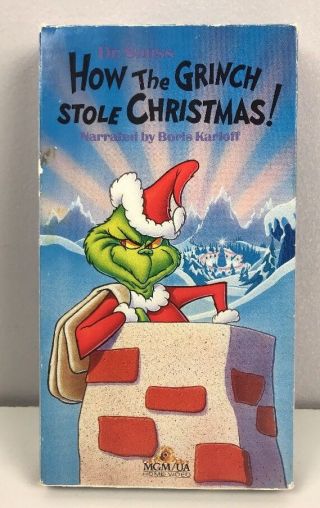 Dr.  Seuss How The Grinch Stole Christmas Vhs (1966 Boris Karloff) Vtg 1988 Tape