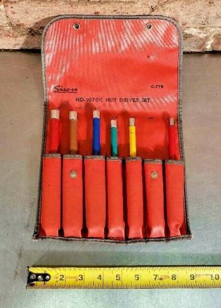 Snap On - 6 Piece - Sae - Nut Driver Set W/pouch - Vintage - Made In Usa