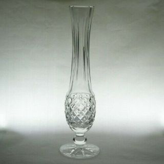 Vintage Signed Waterford Criss Cross Diamond Cut 9 1/4 " Flower Bud Vase