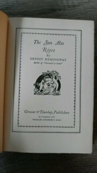 The Sun Also Rises Ernest Hemingway Grosset & Dunlap 4