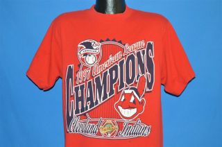 Vintage 90s Cleveland Indians World Series 1997 Al Champs T - Shirt Baseball L