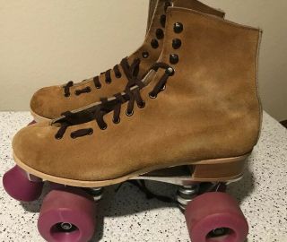 Vintage Riedell Suede Roller Skates X 6r Sure Grip Size