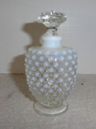 Vintage (1940 - 1955) Fenton French Opalescent Hobnail Perfume Bottle W/stopper