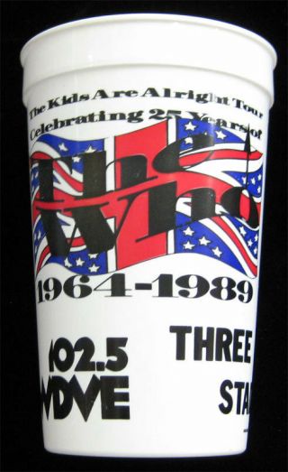 The Who 1989 Kids Are Alright Tour Vtg Promo Cup Three Rivers Stadium Pittsburgh