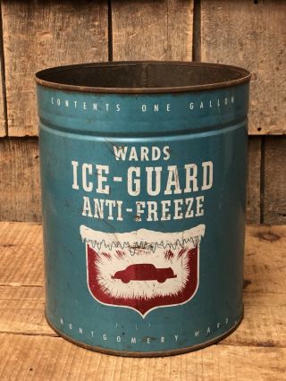 Vintage Wards Ice Guard Antifreeze Anti Freeze Gas Station 1 Gallon Not Oil Can