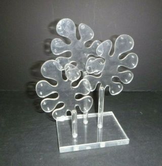 Vtg Mod Clear Lucite Acrylic Jewelry Earring Necklace Tree Holder Rack Stand