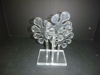 Vtg MOD Clear Lucite Acrylic Jewelry Earring Necklace Tree Holder Rack Stand 3
