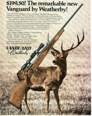 1971 Print Ad Of Weatherby Vanguard Rifle Deer Hunting