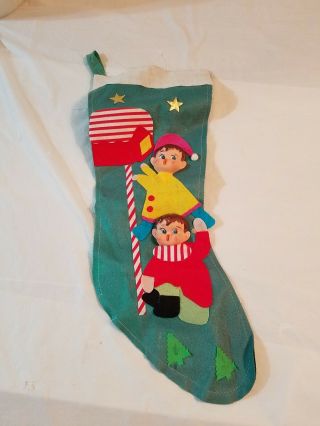 Vintage 3 - Dimensional Christmas Stocking Pixie Elf 