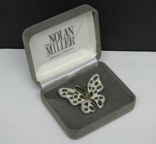 Vintage Signed Nolan Miller Rhinestone Butterfly Brooch Pin W/ Box No Tag