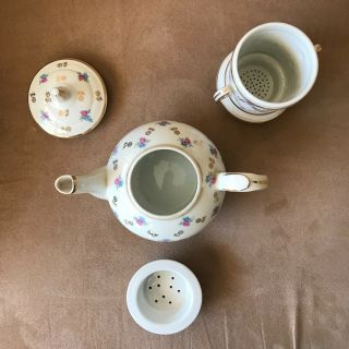 Vintage French Pillivuyt porcelain tea or coffee pot floral design 2