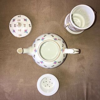 Vintage French Pillivuyt porcelain tea or coffee pot floral design 3