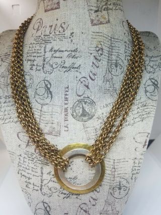 Vintage Marjorie Baer Sf Two - Tone Mixed Metal Multi Strand Necklace