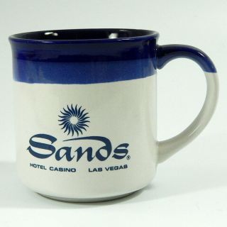 Sands Hotel Casino Las Vegas Vintage Souvenir Coffee Mug Blue White