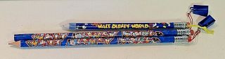 Vintage Set Of 3 Souvenir Walt Disney World Giant Pencils Sharpener Mickey Mouse