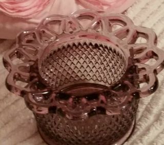 Vintage Imperial Purple Lilac Glass Candy Dish With Lace Rim.