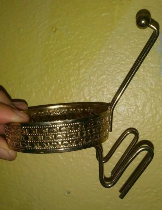 Vintage Anchor Hocking Chip And Dip Metal Holder Gold Toned Bracket Only (411)